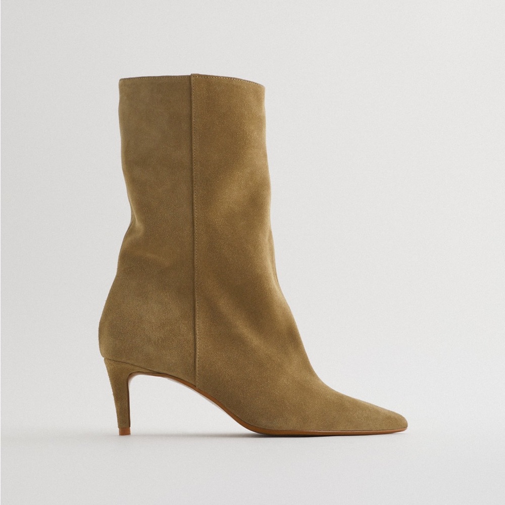 ZARA SUEDE SPLIT LEATHER HIGH HEELED BOOTS